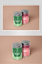 盘子粉绿创意大气食品罐头包装样机
