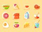 Food icon set successful object app food element sign set kit8 flat vector illustration