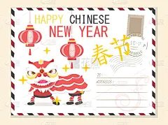 明信片,背景聚焦,春节,春天,黄金,可爱的,性格,复古,繁荣