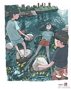 插画师oheat01的一组童年时光主题插画，可爱的风格和温馨的配色，童年的一些画面让人不禁怀念起自己的童年~#插画分享# #画笔下的奇思妙想# ​​​​