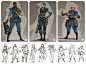 设计师 Drew Wolf 在 Valve 任职时参与的一个内部比稿项目，《军团要塞2》女性角色设计图 ​​​​
