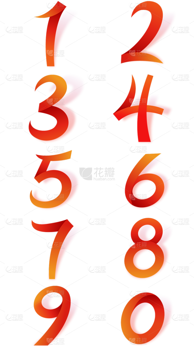 促销通用立体红色渐变周年庆数字元素素材