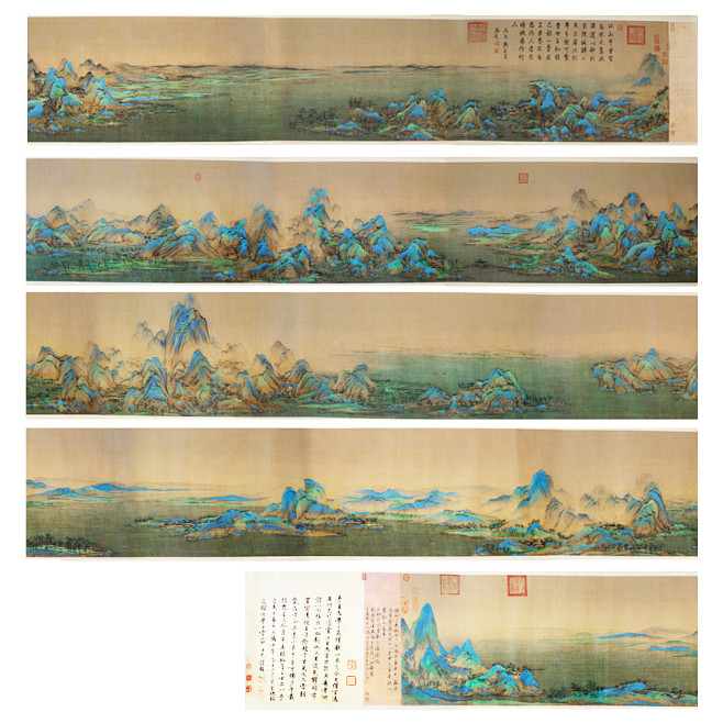 故宫出版千里江山图_the : 《千里江山图》，中国十大传世名画之一，北宋年间18岁天才王希孟的存世精品，属国宝级文物，现藏在故宫博物院作品以 ...