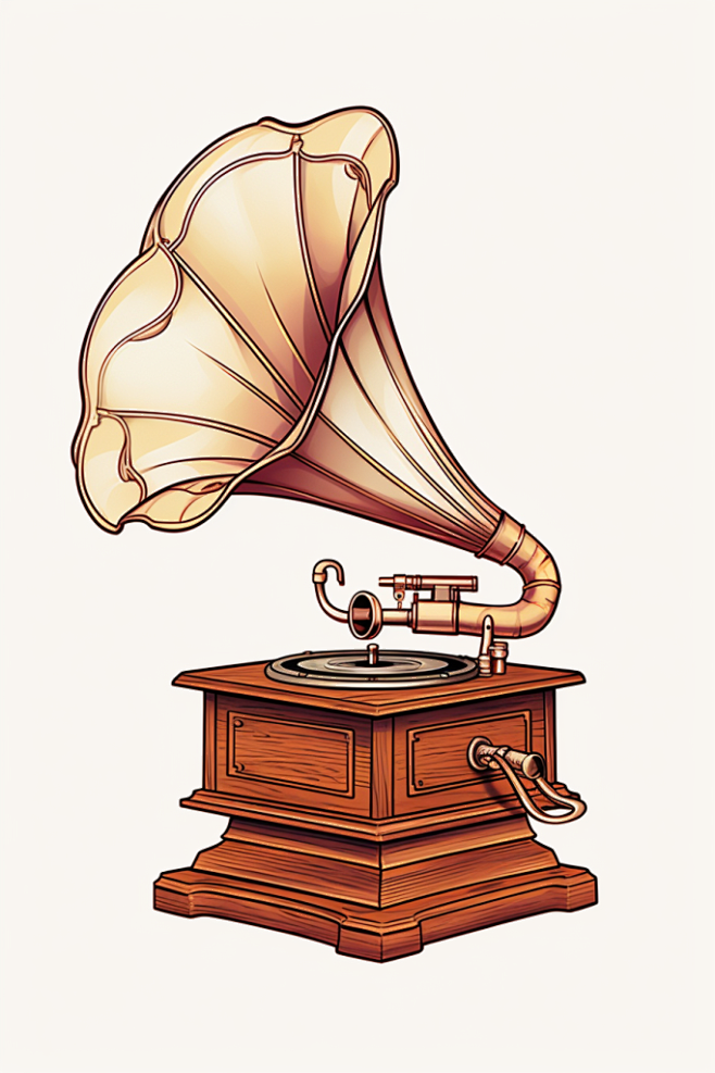 复古怀旧留声机乐器插画图片