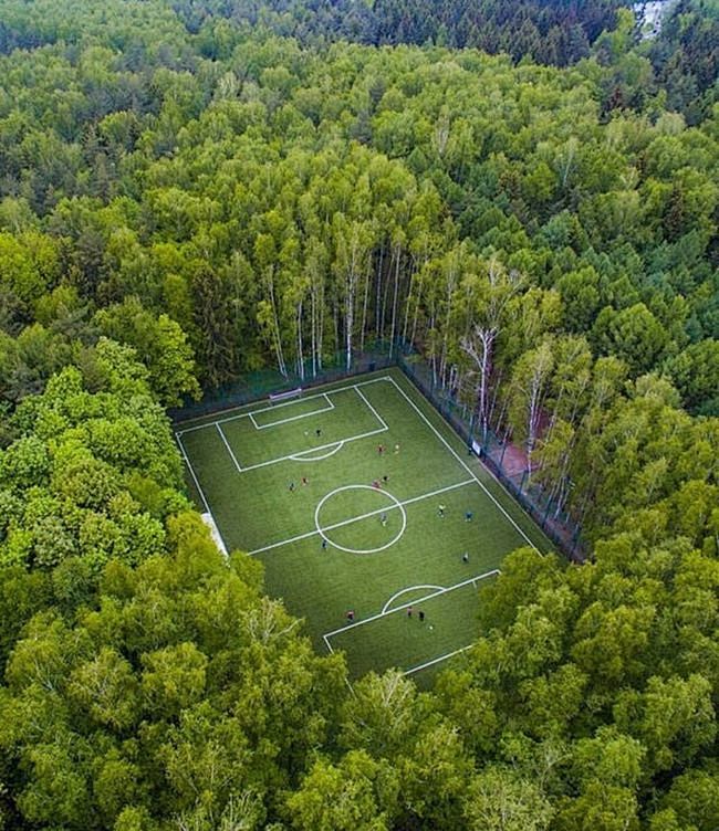 莫斯科一个在森林中的足球场
