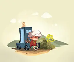 这老奶奶有故事-aky__涂鸦王国插画