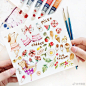 各种可爱的水彩小物件，素材来自ins：florencia.selvi