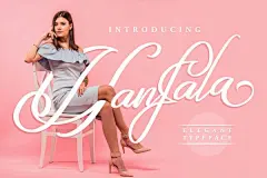 品牌VI设计英文优雅书法贺卡品牌材料名片报价单字体下载 Hanfala Elegant Script Font