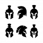Spartan helmet warrior silhouette set Premium Vector