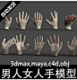 maya,3dmax,c4d,,zbrush,3d max模型 男人手女人手模型