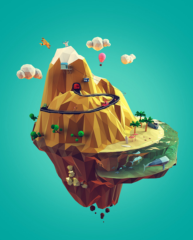 Low poly mountain : ...