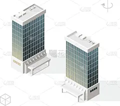 等距的摩天大楼。两个位置。