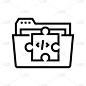 文件夹与程序代码文件行图标矢量插图