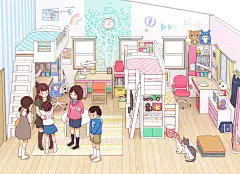 心跳！住宿会插画图片壁纸