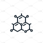 分子图标向量来自科学概念。细线插图的分子可编辑的笔触。分子线性符号用于web和移动应用程序，标志，印