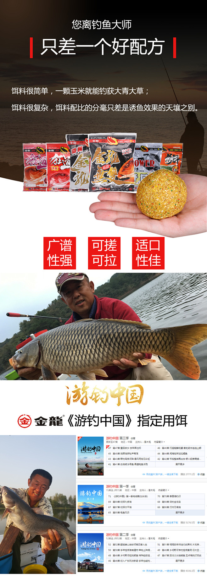 金龙鱼饵鲤鱼套餐李大毛饵料配方专用鲤鱼野钓窝料黑坑鱼食钓鱼料-tmall.com天猫