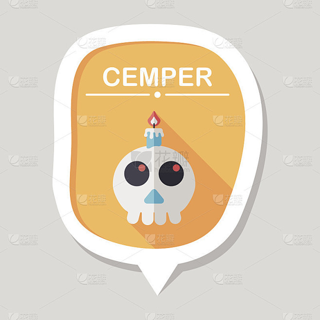 Skeleton flat icon with long shadow,eps10