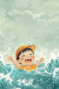 学校暑期安全插画谨防溺水常识