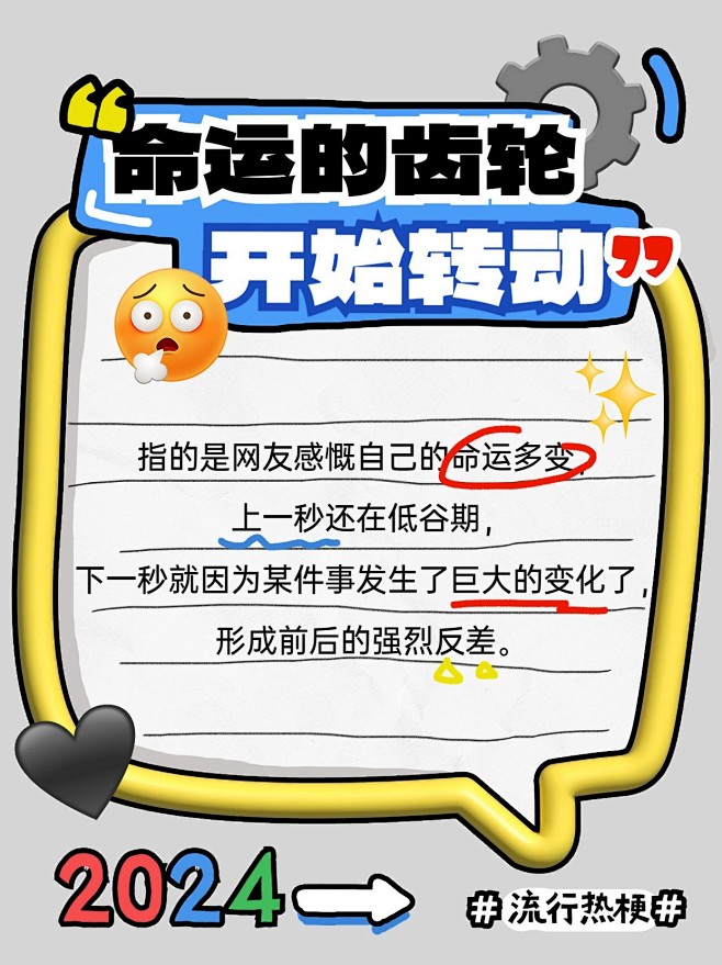 年终年度热词趣味热梗可爱膨胀风emoji...