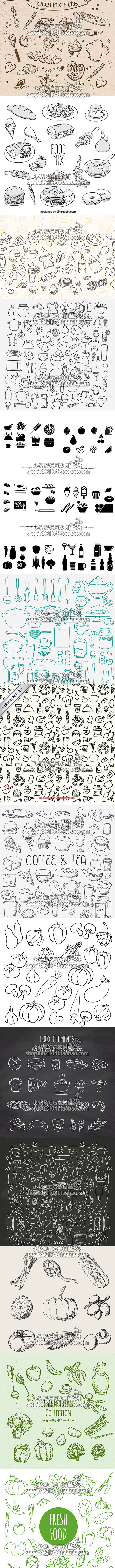 美食食物线性图标icon符号矢量素材AI...