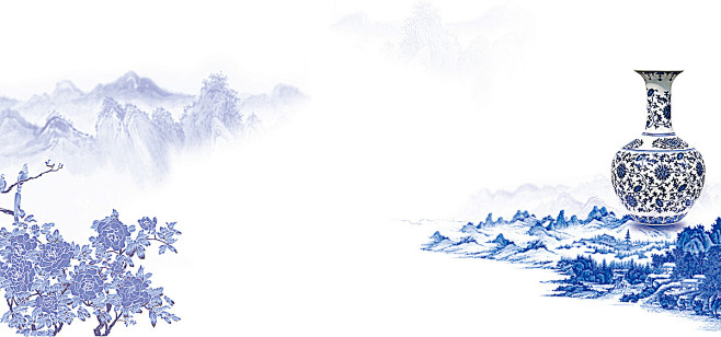 青花瓷海报,唯美中国风,水墨,古典,复古.