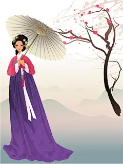 ??·韩服女孩·插画·韩国女孩·服饰·传统服饰 - 淡泊 - 淡泊