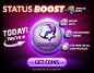 Status Boost campaign : An inapp i created for our Status Boost campaign. My illustration and composition. i did not create the cheetah logo.