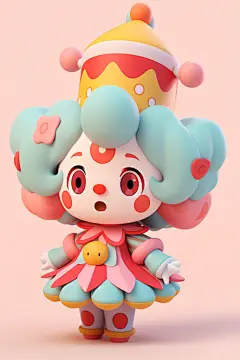 开心表演的愚人节小丑3D模型图片
