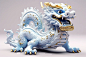 可爱的中国龙传统形象青花瓷模型
