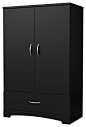 South Shore Step One Armoire, Pure Black transitional-armoires-and-wardrobes