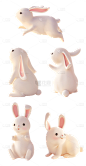 素材组合-中秋节3D可爱兔子元素