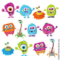 Monster Clipart Clip Art Digital Monster Cute Little Silly Monsters Funny Monster DIY Invitations Craft Scrapbooking Teacher Graphics 10102 #Monster #Cute #Little: 