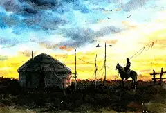 蒙古包壁纸插画图片下载