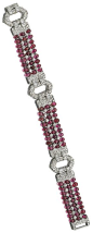 Diamond and ruby bracelet, circa 1930. Sotheby's.: