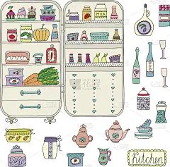 用手画食物的冰箱