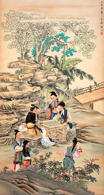 古代围棋对弈图-花瓣网