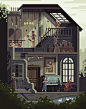 Scene #32: 'The Art School' : Pixel Art illustrations by Octavi Navarro.www.pixelshuh.com