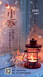 小寒节气冬季雪景祝福手机海报