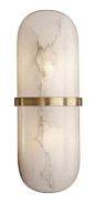 KELLY WEARSTLER | MELANGE PILL FORM SCONCE. Organic carved alabaster with antique burnished brass: 