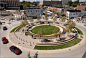 Award-Winning Design: The Circle in Uptown Normal, IL. is a multi-functional public space located in a roundabout that provides community green space, re-circulates storm water into a public fountain and improves traffic circulation.: 