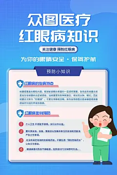 清新红眼病预防指南知识科普医疗海报1