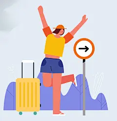 扁平风矢量夏季旅游运动人物插画