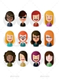 Flat female avatars illustration Click for full graphic detail infomation tag: avatar, female, flat, illustration, people, vector: 