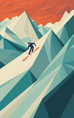 数字艺术AI图滑雪人物场景素材图