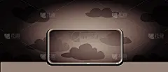 手机在抽象的彩色背景上卡通风格。创意的名片。