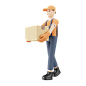 Courier walking carrying package 3D Illustration
