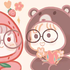 可爱插画小人情人节情侣头像