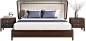 丽维拉 新中式实木床简约现代皮艺双人床主卧真皮软包婚床酒店轻奢家具图片-美间