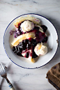 Blueberry Crepes with Vanilla Ice Cream 