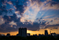 都市风景,戏剧性的天空,天空,留白,水平画幅,无人,曙暮光,户外,烟,云景